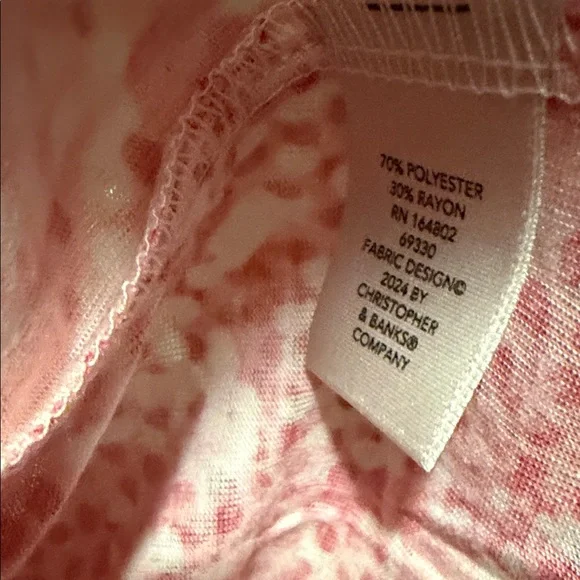 CJ Banks Pink & Coral Printed Split-Neck Tunic - Picture 5 of 6